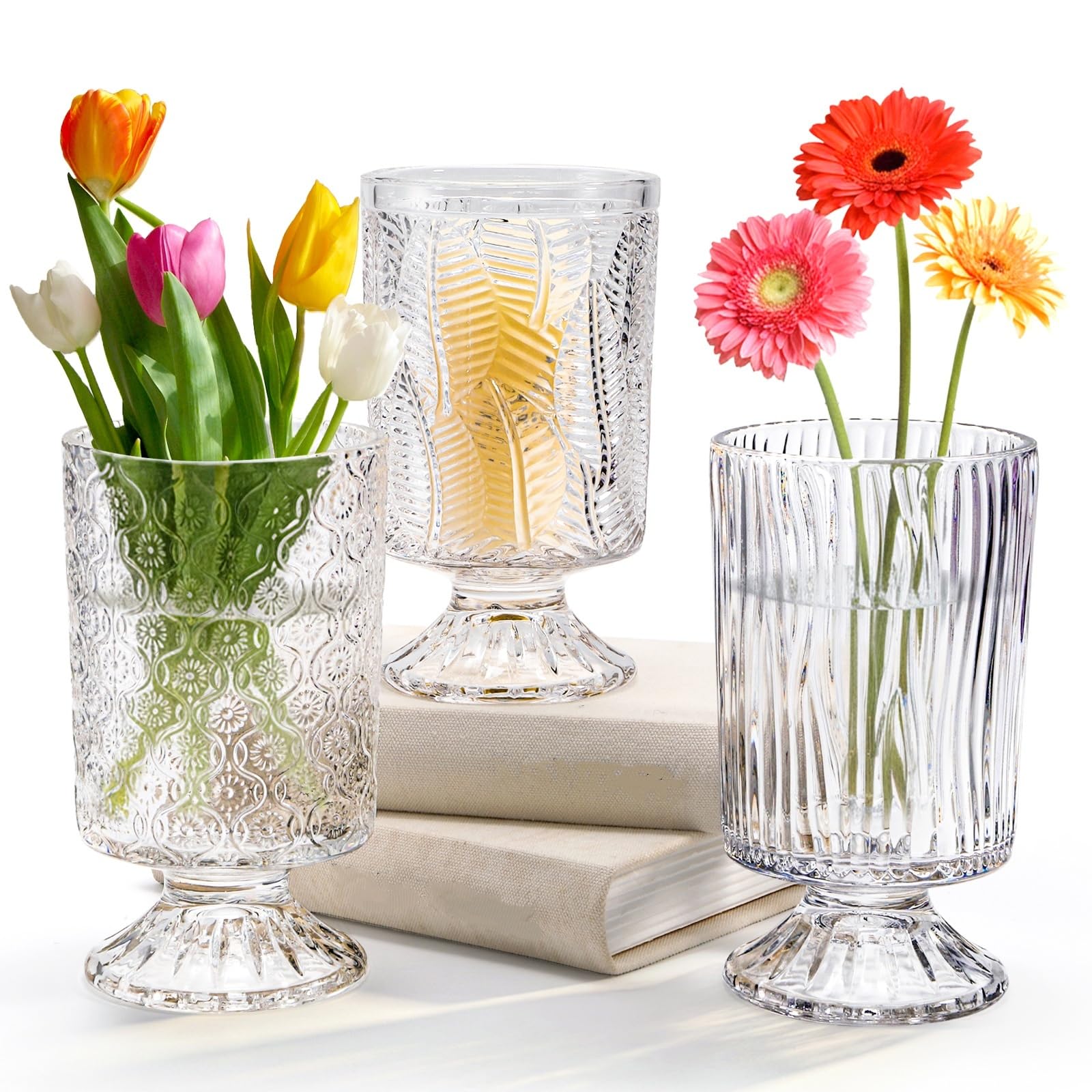 Amazon.com: Pumtus 3 Pack Flower Vases for Centerpieces, Vintage